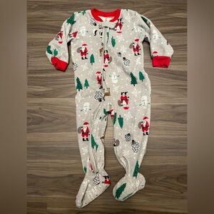 Carter's Gray and Red Santa with snowman’s  Holiday Footies size 18 months